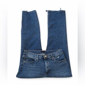 Express Medium Wash Raw Hem Straight Leg Jeans Distressed Denim Women’s Size 10R